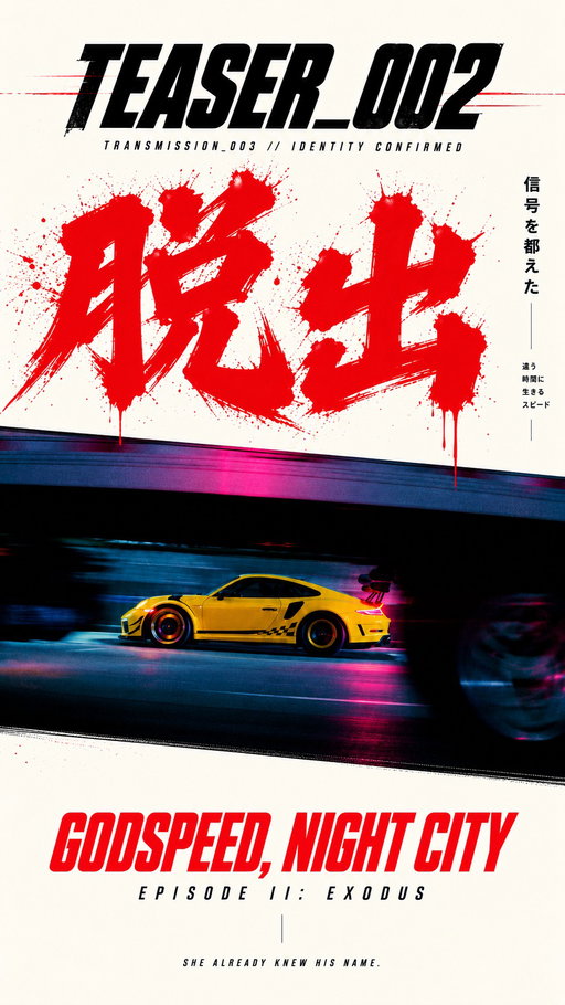 A @paramount_visuals FILM.

TRANSMISSION_003 // IDENTITY CONFIRMED
GODSPEED, NIGHT CITY
EPISODE II: EXODUS
She already knew his name.

Produced by
@paramount_visuals
@porschekultur
@rokform
@meguiars
@wearpvx

In partnership with
@rokform
@porschekultur
@eric.choi0811
@roninprojects
@janetdoan_
@dreamellyz
@evanwu
@rnnrmedia
@slanksprod
@nyukyung253

Our Friends
@carbontastic
@forged.club
@thypoch_official
@opusinnovations
@theprismalab
@getnrg
@topdawgswear

Godspeed, Night City Episode 2 coming soon!