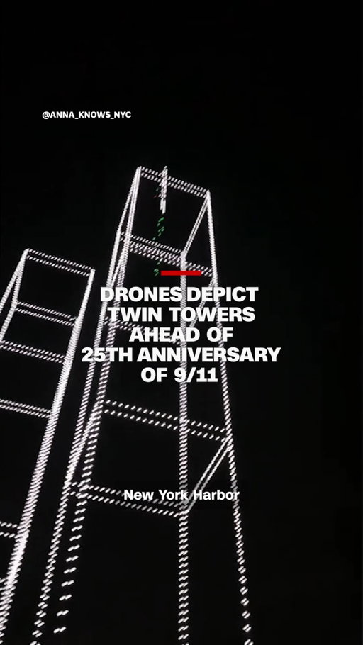 2,977 lights, one for each life lost during 9/11, were assembled to depict the Twin Towers over New York Harbor in a commemorative display ahead of the 25th anniversary of the terror attacks. Organizers say the "aerial artwork" was made in collaboration with artists, 9/11 families, survivors and first responders.