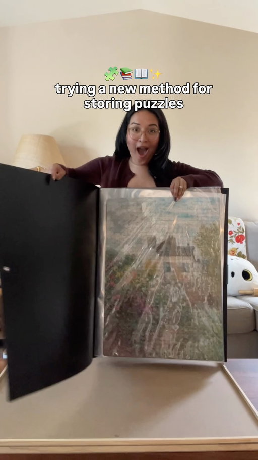 new to me method for storing puzzles! 🧩 a puzzle storage binder thing?? She needs to be cuter that’s for sure, but I’m excited to try out this new way of puzzle storage instead of just putting everything back in the box! ❤️ 

PS: comment “binder” to get this puzzle storage + glue sheets sent directly to your DMs!

The puzzle itself is from @marshalls 🫶🏼

#cozyhobbies #puzzle #puzzleaddict #puzzlelover