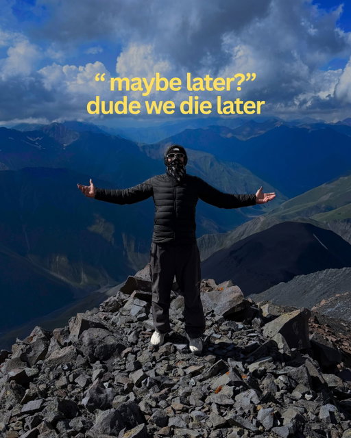 Big goals to end the year ✍️

Took travelling to foreign land, 7 days off the grid and a 4300m hike to get there but we got there. 

F*ck waiting till 2027 to set goals. Put your pen to paper and write down a few that scare you. Then cross them out and go bigger. 

I’ve always been a believer in speaking your words into existence. Some work in silence. Others post it on social media. I made this account back in September 2023 to hold me accountable on my 2nd attempt at the 75 Day Hard Challenge. Prior to creating a new identity around ‘getting hard’, I didn’t make it through the first week. 

So today I’ll do the same 🤝🏾 

Feel free to share your Q4 goals below if you’re brave enough to speak them into existence. Who knows,  maybe the right person will see it, be inspired or even give you the help you need.
