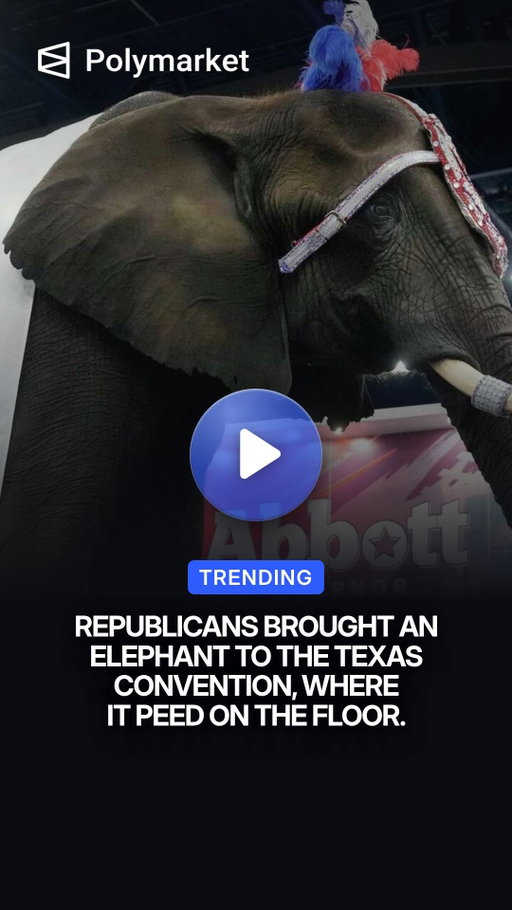 Republicans brought an elephant through their Texas convention in June, where it ended up peeing on the floor as attendees watched.

At the most recent convention in Dallas, Trump proposed a $5,000 "Trump dividend" to every U.S. adult if Republicans retain control of Congress, a proposal that would require congressional approval and could cost over $1 trillion.

Traders predict a 55% chance Democrats win both the House and Senate in the 2026 midterms.

Trading Is Risky. 100% Loss Can Occur. US Users: Featured Market Not Available; Informational Use Only.