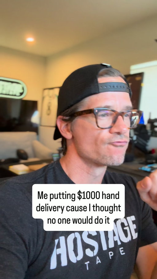 I put a $1,000 hand delivery shipping option on the Hostage Tape website because I was convinced nobody would ever choose it.

It literally says: In-Person Delivery by Our Founder.

The idea was simple. If someone wanted to spend $1,000 for me to hand-deliver their order, I would do it. But I assumed it would just sit there as a funny option nobody touched.

Then a Shopify order came through.

The customer bought a $19 pack of Hostage Tape and selected the $1,000 founder-delivery option. Total order: $1,086.25.

At first, I thought it had to be a mistake. So I called him up and he actually did it.

So in a few days, I am flying down to deliver his order in person.

Hostage Tape started because I wanted a simple way to take my nights more seriously. It has grown because people are willing to try small bedtime habits that can make a real difference in how the next day feels.

This might be the most expensive shipping option in the world for a $19.95 order. But it is also a reminder that the people who support this brand are real people, not order numbers on a screen.

See you soon.
