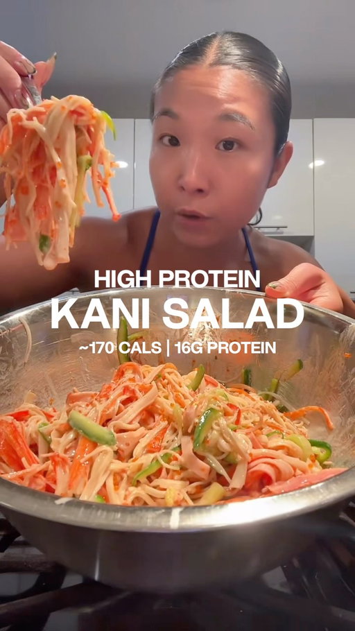 FOLLOW for more easy high protein Asian recipes!!

KANI SALAD 

MAKES 4 SERVINGS

MACROS PER SERVING

173 cal | 16g protein | 17g carbs | 12g fat

1 lb imitation crab
8oz cucumbers
3/4 cup nonfat Greek yogurt 
.5 tbsp monkfruit sweetener
1 tbsp soy sauce 
1 tbs sriracha 
2 tbs tobiko

#highprotein #lowcarb #asiansalad #kanisalad #proteinpacked
