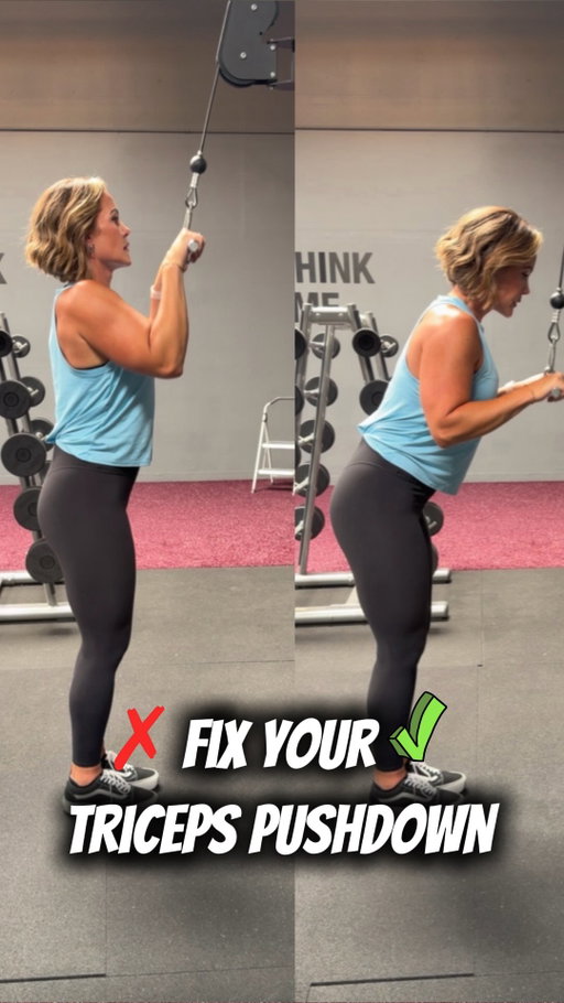A triceps pushdown is an elbow extension, not a shoulder move😉

Hinge forward slightly with minimal movement in the elbows. Let your triceps do the work. 🔥💪 Try this next time and see if you feel the difference.

What exercise should I do next?

If you want structured workouts, nutrition guidance, and accountability from me, comment GETSTRONG and I’ll send you the details for the Back to Strong Challenge starting September 21!