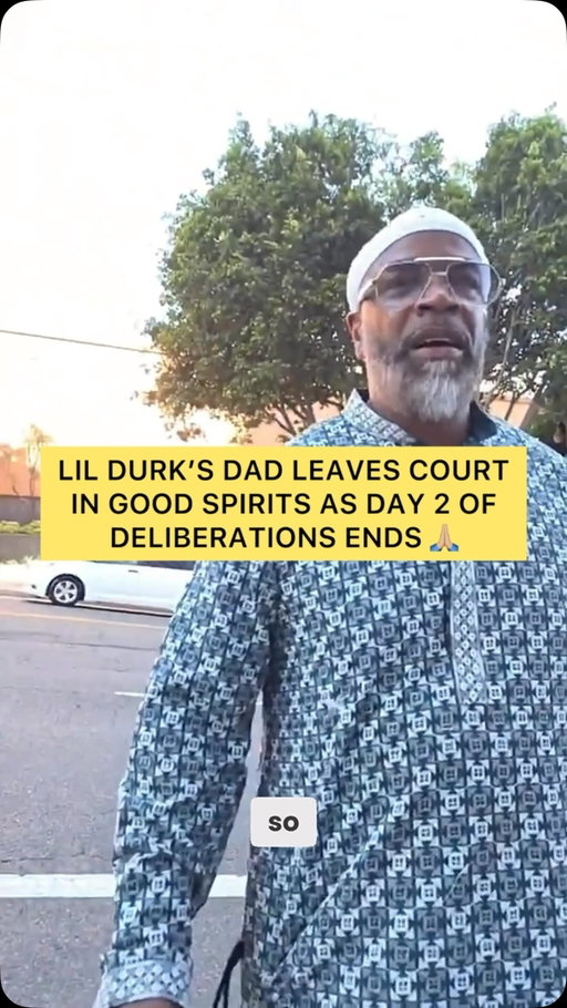 Lil Durk’s dad appears in good spirits leaving court as day 2 of jury deliberations comes to an end 👀
#lildurk #durktrial #rapnews