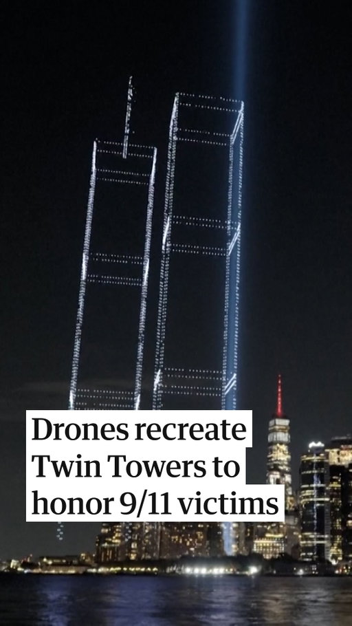 Drones recreated the Twin Towers above New York Harbor earlier this week to honor the victims of the 9/11 attacks ahead of the 25th anniversary. 

Led by creative director Addison Mehr and produced with Sky Elements, the display used 2,977 lights, one for each person killed in the 2001 attacks. The lights spiraled into a helix before forming replicas of the towers at their original dimensions against the city skyline. 

Retired New York City police officer James Smith, whose wife, NYPD officer Moira Smith, was killed in the attacks, said the tribute was a reminder of shared loss. “I didn’t lose just my wife that day, I lost friends and co-workers,” he said. 

Terry Strada, whose husband, Tom, died in the North Tower, described the meaning behind the lights. “Each individual light that is forming this beautiful rendition of the Twin Towers represents a life that was taken, but that life still lives on.” 

Tap the link in bio to read more about how victims are being honored at memorials across the US.