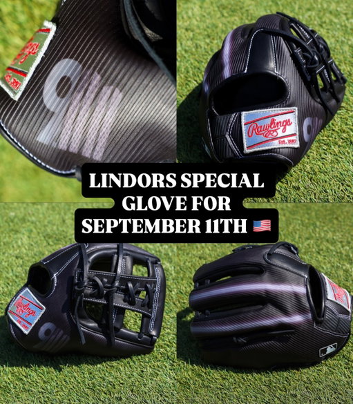 @lindor12bc is wearing this special glove tonight to honor those lost on September 11th, 2001.