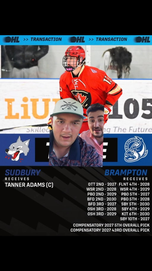 ITS OFFICIAL. TANNER ADAMS IS A SUDBURY WOLF. ALL IN 🐺