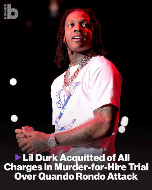 Lil Durk has been acquitted of all charges accusing him of orchestrating a murder-for-hire conspiracy that targeted Quando Rondo and ultimately killed the rival rapper’s cousin.⁠
⁠
A jury in Los Angeles federal court deliberated for three days before finding the once-ascendant Chicago drill star not guilty of murder-for-hire, stalking and conspiracy counts that could have subjected him to life in prison, according to independent courthouse reporter Meghann Cuniff.⁠
⁠
Durk’s alleged co-conspirators David “Browneyez” Lindsey and Deandre “OTF Dede” Wilson, were convicted of stalking and conspiracy but acquitted of murder-for-hire as well, per Cuniff. They’ll be sentenced at a later date.⁠
⁠
More details at the link in bio.