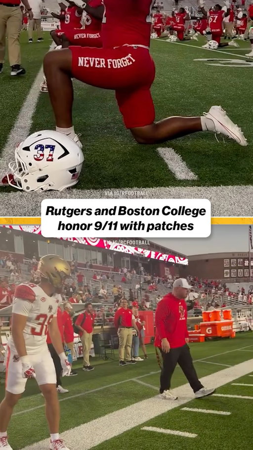 Rutgers and Boston College honor the lives lost on 9/11 with special remembrance patches 🇺🇸 

(via @rfootball @bcfootball)