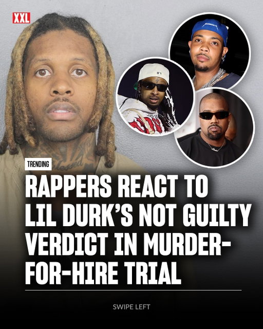 Hip-hop is reacting after Lil Durk was acquitted of all charges in his federal murder-for-hire trial.

Ye, G Herbo, Young Thug, Doodie Lo, YFN Lucci, Doe Boy, 50 Cent, Meek Mill, 21 Savage, Cordae and Calboy were among the rappers who celebrated the not guilty verdict across social media. 🙏🏾

Swipe to see the reactions.
