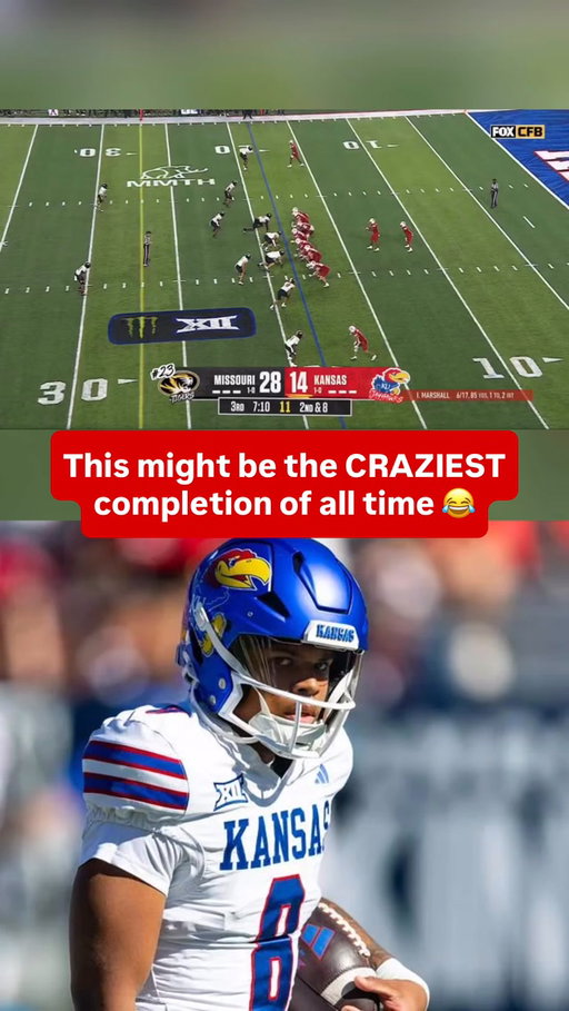 🤯 ISAIAH MARSHALL JUST PULLED OFF A 360° THROW IN MID-AIR

How did he complete this?!

Kansas quarterback Isaiah Marshall was being forced toward the sideline against Missouri when he somehow kept the play alive, jumped into the air, spun completely around and delivered the football before going out of bounds.

And it was COMPLETED.

Marshall basically threw a 360° pass in mid-air while trying to avoid stepping out, turning what looked like a dead play into one of the craziest completions of the young college football season.

The athleticism shouldn’t come as a complete surprise.

Marshall spent most of 2025 as a change-of-pace option for Kansas, appearing in nine games and rushing 15 times for 160 yards. He averaged more than 10 yards per carry and broke off a career-long 43-yard run against Oklahoma State. He also completed all three of his passes for 28 yards against Wagner.

Now he’s getting his opportunity as Kansas’ starting quarterback.

Marshall opened the 2026 season by completing 14-of-19 passes for 246 yards and two touchdowns with ZERO turnovers in a 51-6 win over Long Island. He also showed off his legs with another 49 rushing yards.

That dual-threat ability goes all the way back to his high school career at Southfield A&T in Michigan.

As a senior, Marshall threw for 3,114 yards and 39 touchdowns while adding another 1,507 yards and 16 touchdowns on the ground. He led Southfield A&T to the first state championship in school history and was named The D Zone’s 2023 Player of the Year.

Kansas believed in Marshall enough to bring him to Lawrence over offers from Kentucky, West Virginia, Ole Miss, Michigan and others.

Now, under the lights against Missouri in the first Border Showdown played in Lawrence in 21 years, Marshall is showing exactly how dangerous his athleticism can be.

#collegefootball #cfb #cfb26 #cfb25