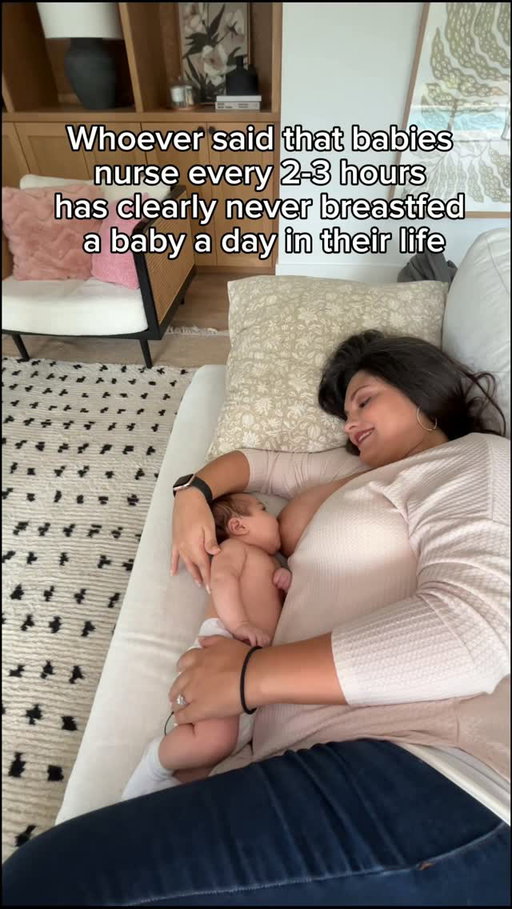 FUN FACT: A newborn’s stomach empties of breast milk in about 60-90 minutes. 

Newborns feed a lot and for many new moms, it’s a surprise just how often. Their tummies are tiny, and breast milk moves through their system pretty quickly, so frequent feeding is exactly what they need. 

In the early days, it can help to think of feeds like a three course meal. Your baby might nurse a bit on one side, doze off, wake up to nurse on the other side, nap again, and then come back for a little “dessert.” And sometimes, they’ll want what feels like an all you can eat buffet. 😅

You might also notice certain times of day when your baby wants to feed more often, especially in the evening or overnight, and other times when they sleep longer. What matters most is that they’re getting enough over a full 24 hours.

And you’re not doing anything wrong if it feels like the common advice of nursing every 2–3 hours doesn’t match what your baby actually wants or needs. Breastfed babies don’t follow a strict schedule, and that’s normal. You’re doing a great job!