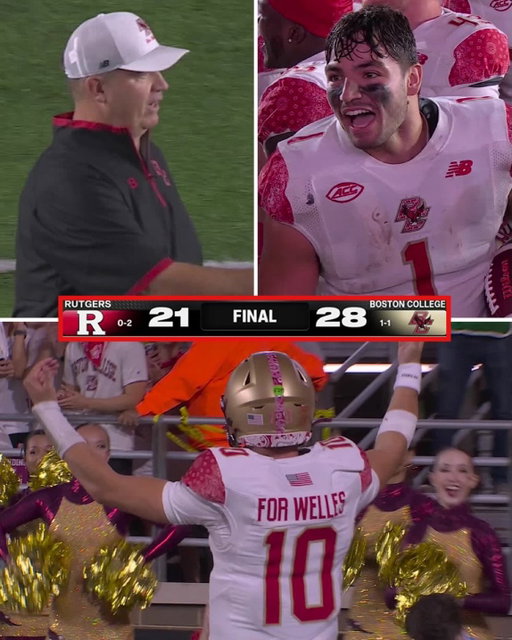 A win for Welles Crowther ❤️💛

@bcfootball wins the Red Bandanna Game against Rutgers 🦅