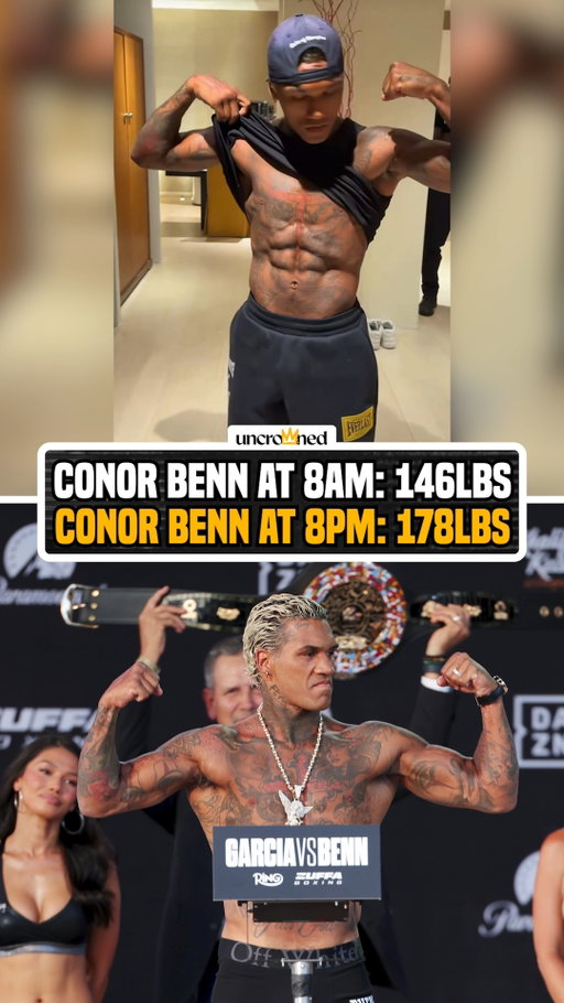 Real or nah? 

Conor Benn's video shows he rehydrated up 4 weight classes in less than 24 hours 😲 #GarciaBenn
