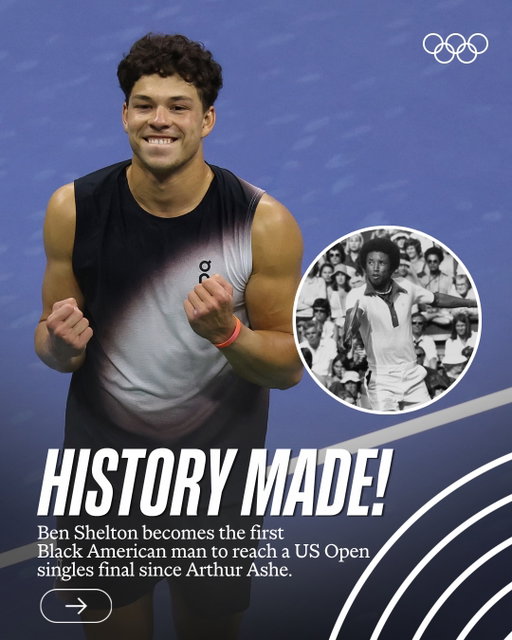 Following in Ashe’s footsteps. 🎾🇺🇸✨

A new chapter in an incredible tennis legacy. 🤩 Ben Shelton makes history as the first Black American man to reach the US Open final since Arthur Ashe in 1972.

#Tennis #USOpen