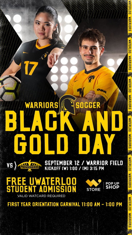 Black and Gold Day is here!

📍Warrior Field
🎡 Orientation Carnival at 11:00 AM
⚽️ @wloowsoc kick-off at 1:00 PM
⚽️ @wloomsoc kick-off at 3:15 PM

🎟️ Admission is free, no tickets required!

🎥: @paulscatalog 

#GoBlackGoGold