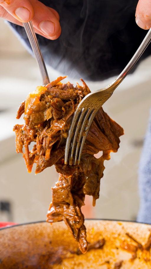 Save this recipe to your “Easy recipes” collection
•

This is my kind of beef chuck roast recipe: 15 minutes of prep, one Dutch oven, and then the oven does basically all the work. A chuck roast slowly cooks in a smoky chipotle-tomato sauce until the beef is so tender you can pull it apart with two forks.

Here’s what you need, but if you want more details, the full recipe and my blog post are on my site! Just Google “Andy’s Beef Chuck Roast” or comment “recipe!” 

* 3 1/2-4 lb chuck roast
* 2 cups beef broth
* 2chipotle peppers in adobo + 3 tbsp adobo sauce
* 2 tbsp tomato paste
* 1/2 cuptomato sauce OR puréed tomatoes
* juice of 2 limes
* 2 tbsp honey
* 2 tbsp olive oil
* 5 cloves garlic, mashed or minced
* 1 white onion, sliced or diced
* 1 tbsp cumin
* 2 tsp smoked paprika
* 1 1/2 tsp oregano
* 1-2 tspchili powder
* 1 tsp salt
* 1 tsp cinnamon
* 1 tbsp soy sauce
* 1/4 cup chocolate (dark chocolate is best)

The whole recipe is on my website! 
•
Save this one folks! And comment “Recipe” to have the full recipe sent to you!