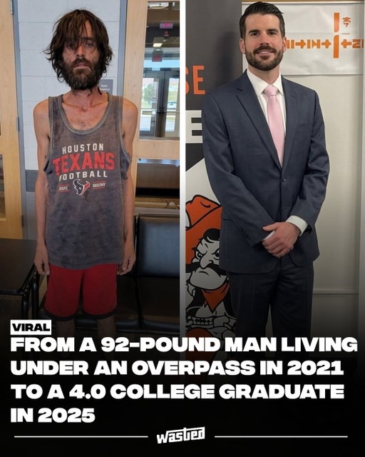 In 2021, Danny Ellerd weighed just 92 pounds and was living beneath an Oklahoma overpass after a 15-year battle with addiction.

When police found him, Ellerd was in such poor condition that instead of simply taking him to jail, he ended up receiving emergency medical care. He survived, entered recovery, and began rebuilding his life.

By 2025, Ellerd had completed a transformation few could have imagined four years earlier: graduating from Oklahoma State University-Oklahoma City with a 4.0 GPA and a degree in Computer Information Systems.

From an overpass in 2021 to a college degree in 2025. Four years can change an entire life.