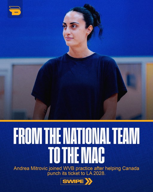 Fresh off making history with Team Canada, earning a berth in the LA 2028 Olympic Games for the first time since 1996, Andrea joined TMU WVB for practice! 

From representing Canada on the international stage to sharing the court with the next generation 🤩 Thanks for coming out @andreamitrovicx 🫶

#BeBold | @tmubold 
📸 @laki.prod