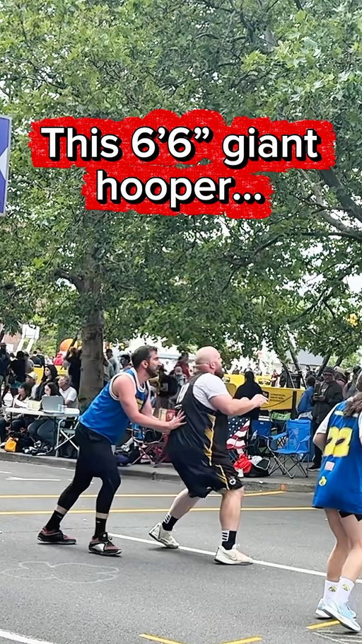 This 6’6” teddy bear mercilessly pummeled me… can we fight back to go to the championship?! #basketball #hoopfest