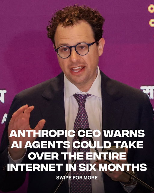 Anthropic CEO Dario Amodei is warning that AI agents could become capable of taking over the internet within the next six to 12 months. Anthropic is the AI research company behind the Claude chatbot. 

In a new essay, Amodei proposed a three-step plan that includes giving independent evaluators employee-level access to verify safety practices, establishing shared standards among leading AI companies and coordinating regulations between governments worldwide. He clarified that “pacing” would not mean stopping AI development, but giving companies more time to test, align and safeguard increasingly powerful systems. OpenAI CEO Sam Altman and Elon Musk have expressed support for the proposal.

(📸: Getty, via @cnbc)