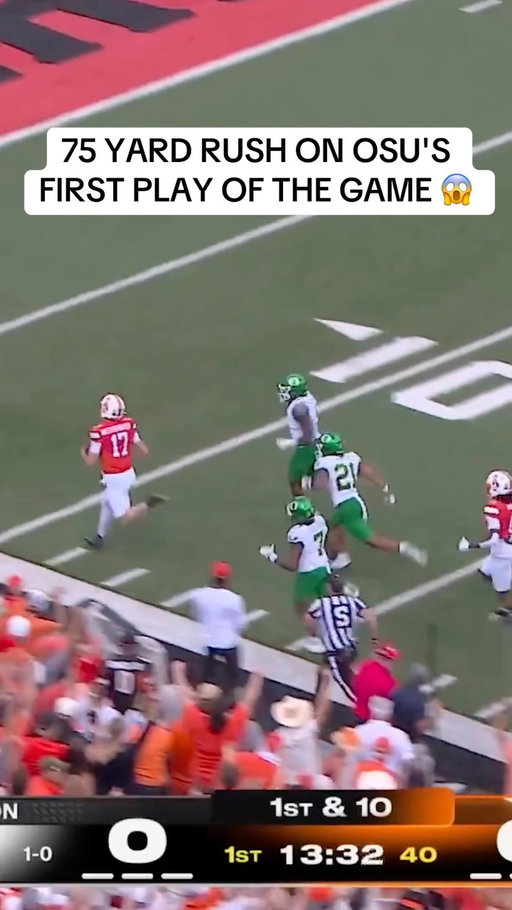 Drew Mestemaker took off and was this close to finding the endzone on the Oklahoma State’s first play of the game 😤

#CFB