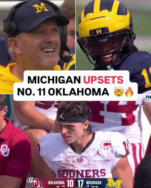 MICHIGAN UPSETS NO. 11 OKLAHOMA TO STAY UNDEFEATED 🔥

 ⭐️ Bryce Underwood: 9/17, 111 YDS, 18 CAR, 87 YDS, 1 TD