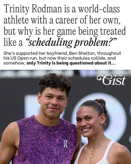 Suddenly it's a "scheduling problem."⁣
⁣
Trinity Rodman has supported Ben Shelton, throughout his US Open run, but now their schedules collide, and somehow, only Trinity is being questioned. ⁣
⁣
Her game matters too. ⁣

(Story info c/o @theathletichq by Meg Linehan)
⁣
#womenssports #soccer #tennis #menssports