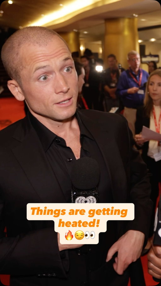 Things are getting heated! 😏🔥 The stars of “Everybody Wants to Fu*k Me” spill the tea about what music they are playing when things got steamy! 

#TaronEgerton #CharlyClive #moviepremiere #toronto
