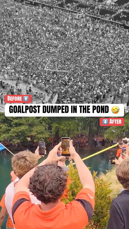 After beating Oregon, Oklahoma State fans tore down the goalpost, walked it OVER A MILE to Theta Pond, and dumped it in 💀

(🎥: Brett_McMurphy, StillH2Odad/X)
