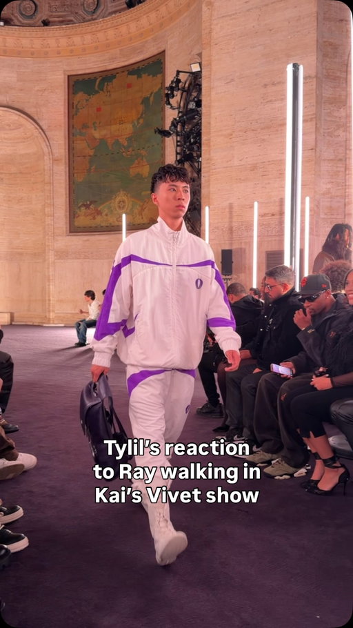 FOLLOW @DRIP IF YOU ♥️ VIVET. Tylil really like a proud dad watching Ray walk in Kai Cenat’s Vivet fashion show 🤣