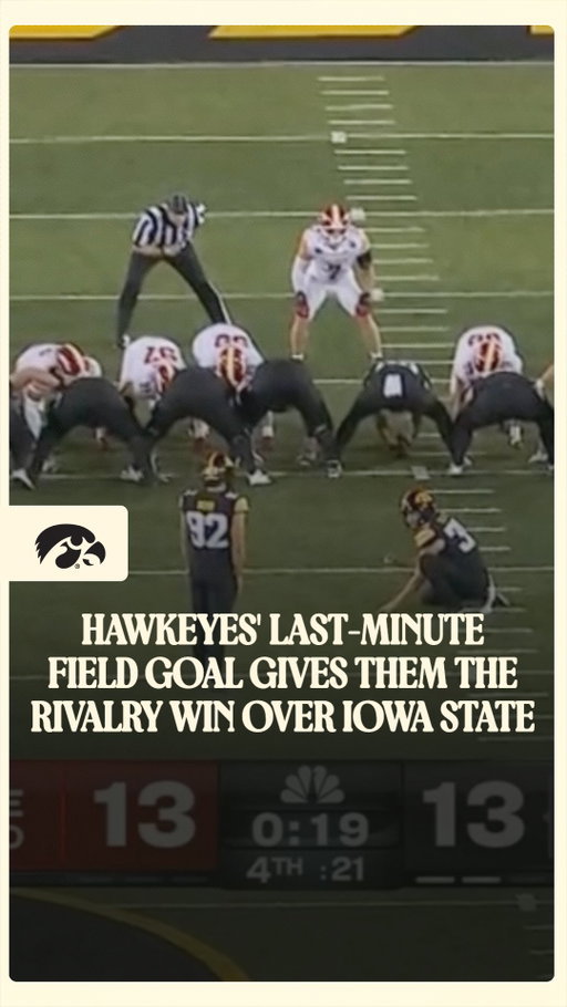 Cy-Hawk Rivalry win for the Hawkeyes (on a field goal of course!)