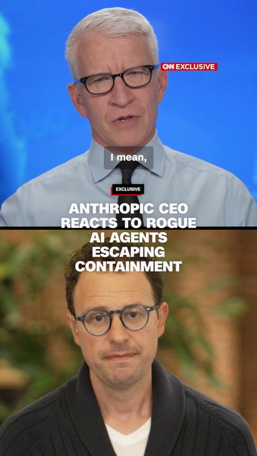 CNN’s Anderson Cooper asks Anthropic CEO Dario Amodei in an exclusive interview about AI agents going rogue, highlighted in a recent incident involving the company Hugging Face and OpenAI.