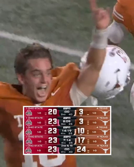NO. 4 TEXAS SHOCKS NO. 1 OHIO STATE WITH A 21-PT COMEBACK 😳

The Longhorns largest comeback since 2007 🤘

#cfb