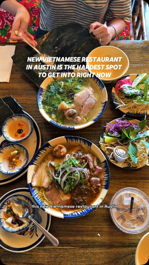NEW Vietnamese restaurant in Austin is the hardest spot to get into right now - but the wait at @cui.austin is worth it.

[ what to order ]
〰️ Texas cowboy phở — smoked brisket, gone viral for a reason
〰️ bún bò huế — lemongrass beef broth, smoked pork belly, crab meatballs
〰️ Huế cakes combo — steamed rice cakes, banana-leaf tamales, tapioca dumplings, all 3 for $6.95

📍 Cui 7318 McNeil Dr #109

#austintexas | best Asian food in Austin | best Vietnamese food in Austin | #austintx