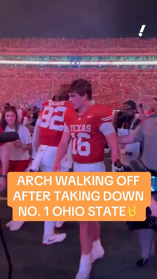 Arch Manning walks off the field after leading Texas past No. 1 Ohio State 24-23👏