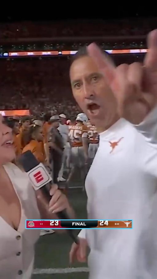 Texas head coach Steve Sarkisian blew off the postgame interview after completing 20-point comeback against No. 1 Ohio State 

#ohiostate #texaslonghorns #football #sports #cfb