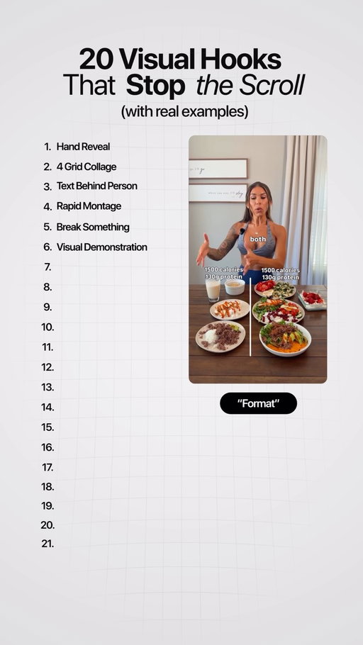 Visual hooks that stop the scroll, Comment the word “Info” I’ll send you 3000+ viral hooks with Reel links.