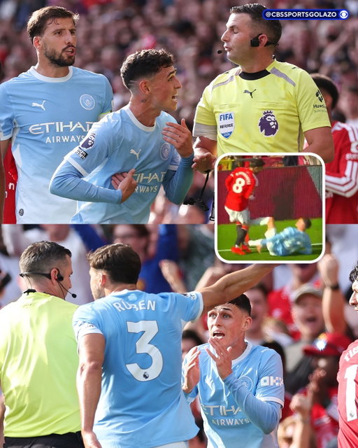 Phil Foden’s reaction after being sent off for kicking Bruno Fernandes in the Manchester derby 😬