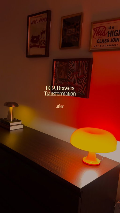 Before → after IKEA drawers 🤎

Honestly can’t believe how much better they look 😭 A little DIY makeover and they fit the space SO much better!

The darker wood with the gallery wall + warm lighting  is exactly the vibe I wanted🤩 

thanks to my buddy @hausandbrown for his help with this one 🙌🏼

#ikea #diyproject #homemakeover #beforeandafter #apartmentdecor 

Home DIY, IKEA drawer makeover, IKEA hack, DIY furniture makeover, apartment decor, mid century modern, retro home decor, gallery wall, dark wood furniture, renter friendly decor, Toronto apartment, Toronto apartment decor