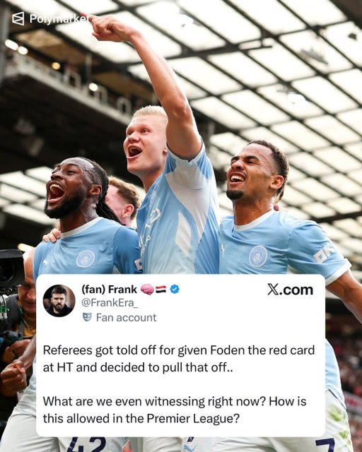 🚨FULL TIME: Man City defeat Man United in the Manchester Derby…the biggest talking point was THAT goal…should it have been allowed? 👇

Follow @polymarketfc for the latest football news 🗞️