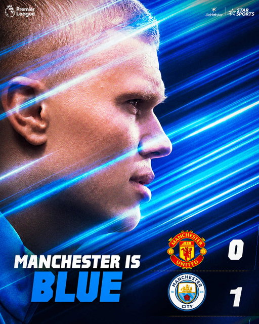 #ErlingHaaland made the difference at Old Trafford! 🔥

#ManchesterCity reign supreme over #ManchesterUnited in the Manchester derby! 👊

Catch all the #PremierLeague action on Star Sports & JioHotstar! | #PLonJioStar