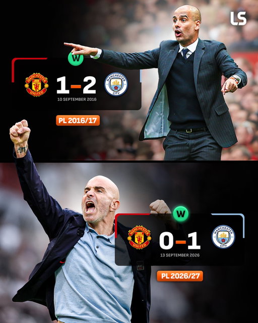 Man City’s 🆕 manager fortune at Old Trafford continues, 10 years later 🩵💫

Enzo Maresca follows in Pep Guardiola’s footsteps by winning his first Manchester derby 💪