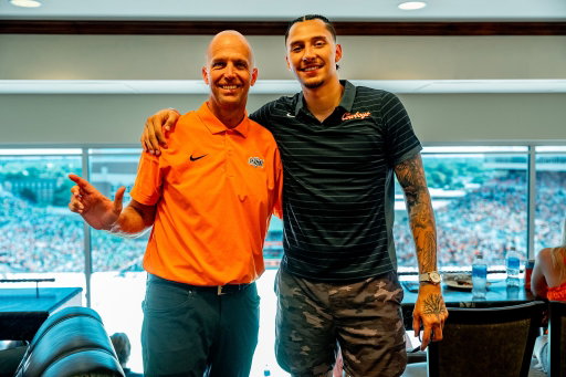 This guy picked a pretty good weekend to come home!

Fun time at BPS catching up with @lindywatersiii and cheering on the Pokes.