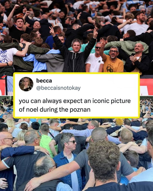 NOEL TOO COOL FOR THE POZNAN 🤭

Yet another photo of Manchester City fan Noel Gallagher not participating in the Poznan has emerged, this time from Sunday’s Manchester Derby win over United at Old Trafford 😅

Of course, if anyone gets a pass, it should be him. Gallagher encouraged attendees of Oasis’ 2025 tour to do it during their performances, much to the delight of the celebration’s namesake. 

Lech Poznan, the club whose fans’ celebration inspired City’s own take on it, gifted Gallagher a kit and thanked him in a heartfelt letter last year for making it part of the band’s reunion tour 🩵