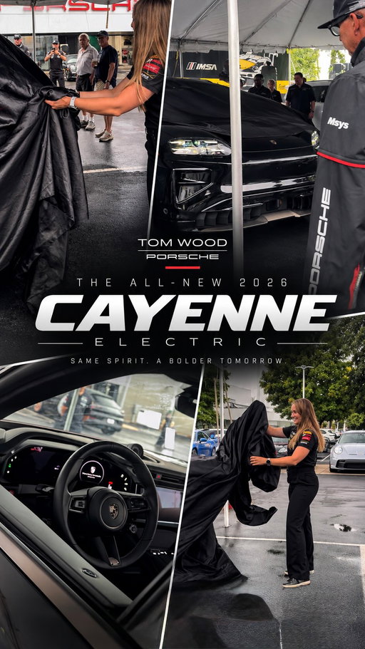 A special unveiling with a special guest.

Thank you to Sabré Cook for helping us pull the cover off the new 2026 Porsche Cayenne Electric at Tom Wood Porsche.

From the racetrack to the next chapter of Porsche performance, it was the perfect way to introduce what’s next.

#TomWoodPorsche #PorscheCayenneElectric #Porsche #SabréCook #PorscheIndianapolis