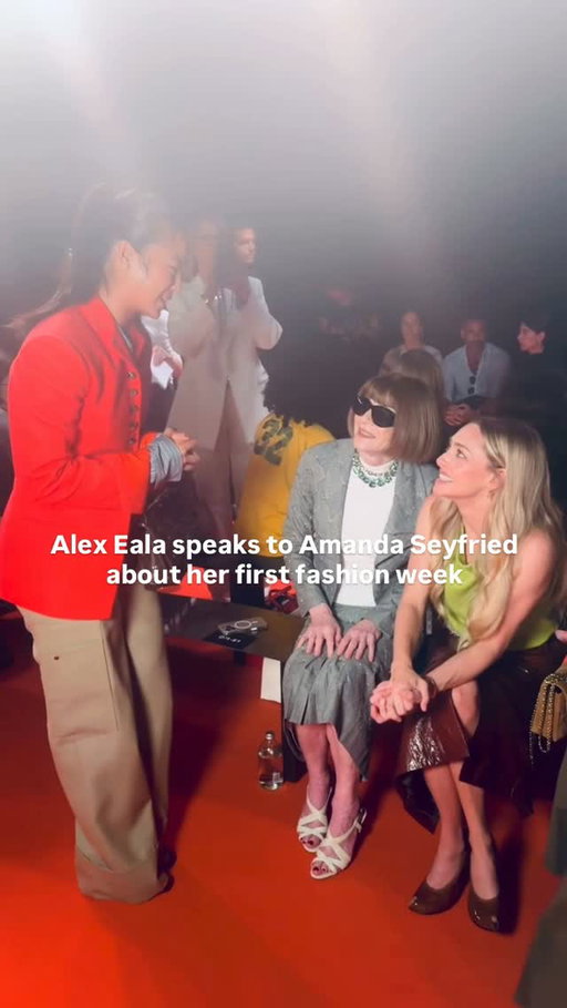 @alex.eala and @mingey catching up at our Spring 2027 runway show. #NYFW #ToryBurchSS27 #ToryBurch