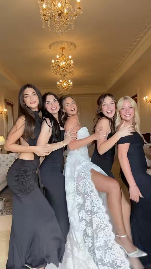 The girls bringing the energy for the big day. 👯‍♀️🤍💍 #bride #wedding