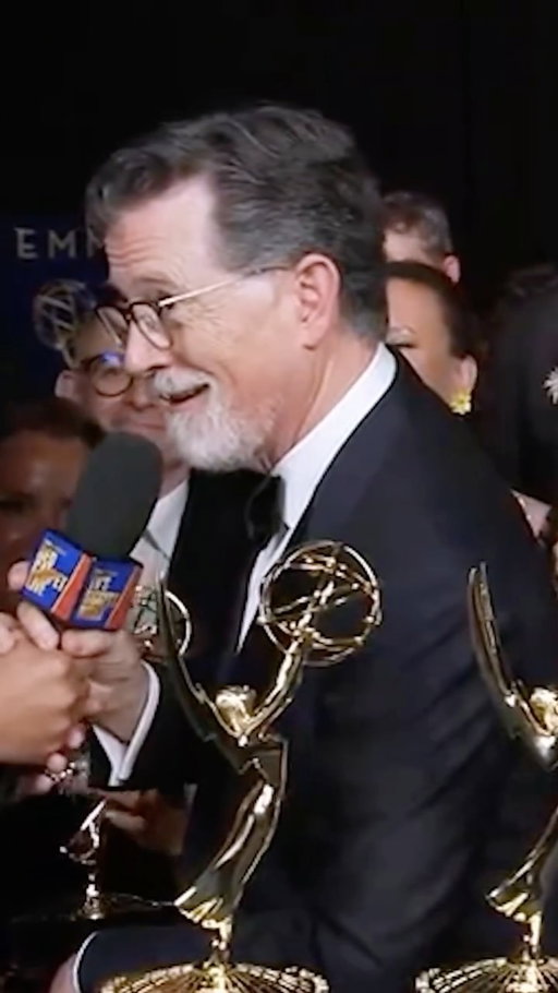 #StephenColbert hilariously pivots when asked if Donald Trump got “The Late Show” canceled at CBS. #Emmys